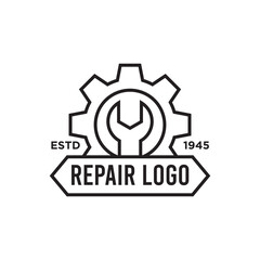 Wrench logo design template for repair service company. Repair logo vector illustration