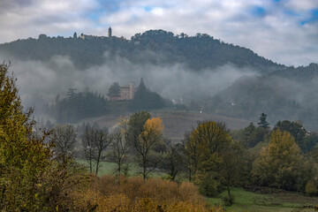 Fototapeta premium View of the Holy Mountain (Sacro Monte) of Crea, province of Alessandria, Piedmont, Italy