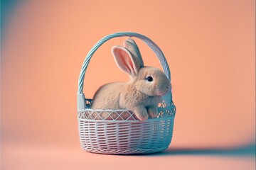 Bunny in a easter basket. Generative AI