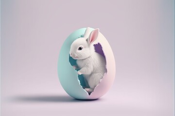 A cute bunny and a easter egg. Generative AI