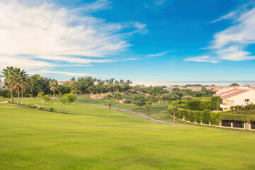 Beautiful view of the green lawn in Sheikh Zayed, Egypt