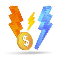 Fototapeta premium A successful business. Stock market uptrend chart, stock growth, investing in coins. Vector image, 3d.