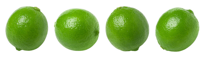 Fresh lime isolated, transparent png, collection, PNG format, cut out.