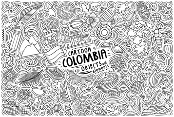 Set of Colombia traditional symbols and objects