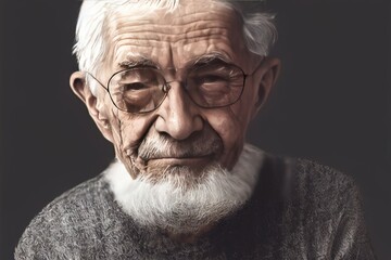 Obraz premium Closeup of an Elderly Man with Glasses (Generated by AI)
