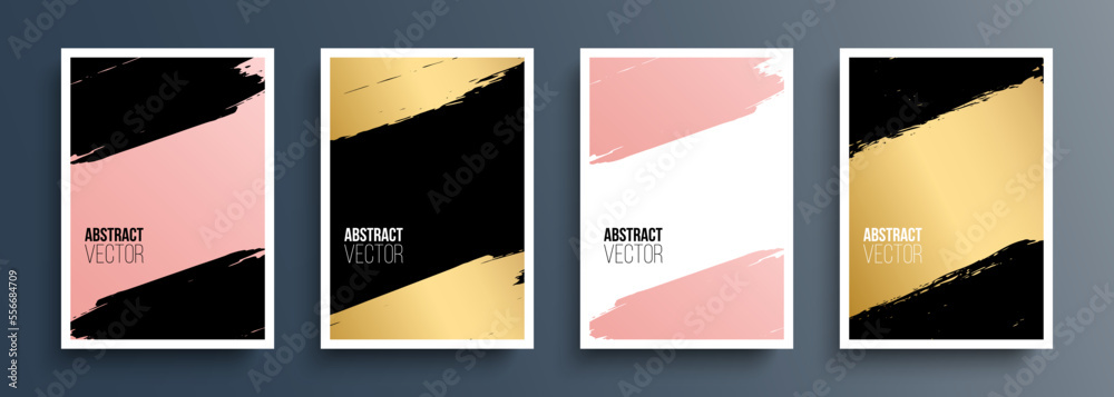 Poster set of abstract backgrounds with brush strokes for your creative graphic design. cover templates col