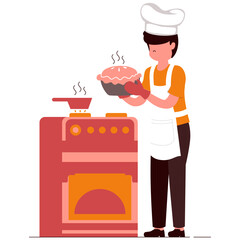 Work Activity Make a cake Vector Illustration