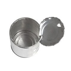 Empty can , opened tin. Isolated on a white.