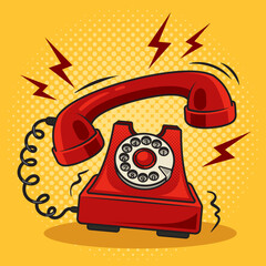 Red phone hot from calls pinup pop art retro vector illustration. Comic book style imitation. © Oleksandr Pokusai