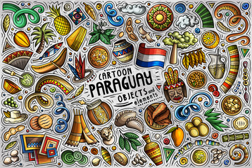 Set of Paraguay traditional symbols and objects