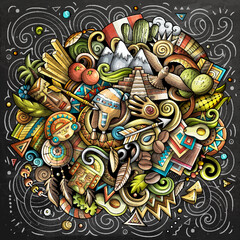 Obraz premium Peru cartoon vector doodle chalkboard illustration