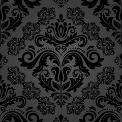 Fototapeta premium Classic seamless pattern. Damask orient black ornament. Classic vintage dark background. Orient ornament for fabric, wallpaper and packaging