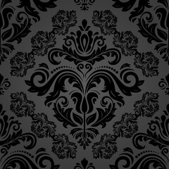 Classic seamless pattern. Damask orient black ornament. Classic vintage dark background. Orient ornament for fabric, wallpaper and packaging