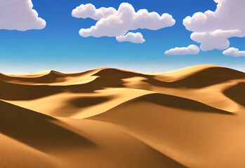 Fototapeta na wymiar desert sand dunes and blue sky generative AI illustration