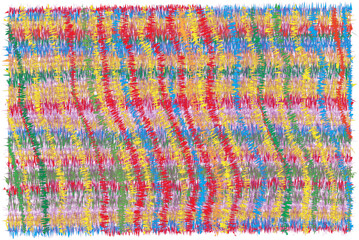 Rectangular motley rug, mat, carpet, doormat, plaid with rough grunge zigzag wavy intersecting stripes isolated on white