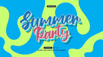 Editable Text Effect - Summer Party Slogan on Abstract Art Background