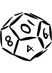 dice illustration line art in vector D12 Painted 