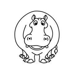Cute hippo cartoon characters vector illustration. For kids coloring book.