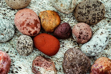 Different multicolored stones with various shapes
