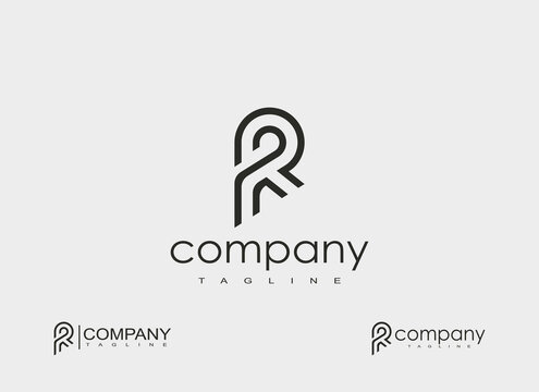 Abstract Initial Letter R Logo. Geometric Line Shapes Letter R Isolated on Grey Background. Suitable For Business and Branding Logos. Flat Design Vector Template Elements