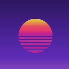 Sunset icon. Retro sun background vector ilustration.