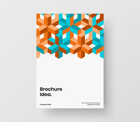 Bright mosaic hexagons placard concept. Trendy company brochure A4 design vector layout.