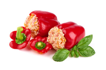 stuffed bell peppers, isolated on white background.