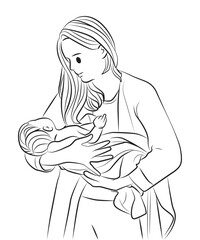 beautiful mother with newborn baby