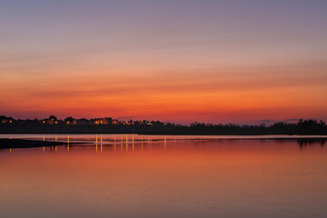 Beautiful Sunset in Croatia. Sunlight on the shore of Sea. Beautiful colors.