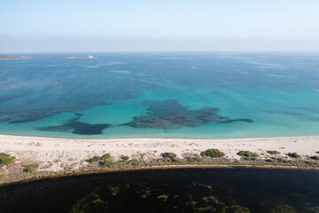 Sandy coast of the Tyrrhenian Sea top view