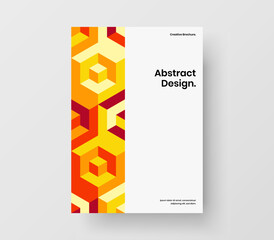 Amazing journal cover vector design concept. Trendy mosaic hexagons annual report layout.