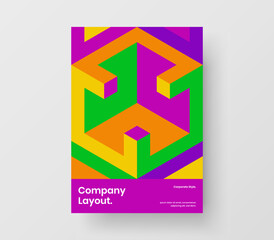 Bright corporate brochure vector design concept. Creative geometric tiles book cover illustration.