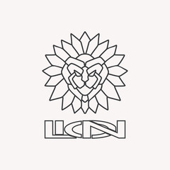 vintage lion line art logo ilustration