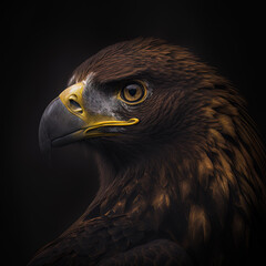 Fototapeta premium Golden Eagle on Black Background-Generative AI