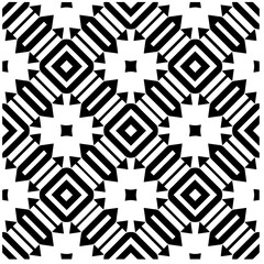 Vector pattern in geometric ornamental style. Black and white abstract background. Seamless repeat pattern.