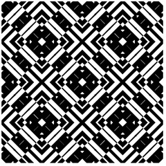 Vector pattern in geometric ornamental style. Black and white abstract background. Seamless repeat pattern.