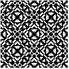 Vector pattern in geometric ornamental style. Black and white abstract background. Seamless repeat pattern.