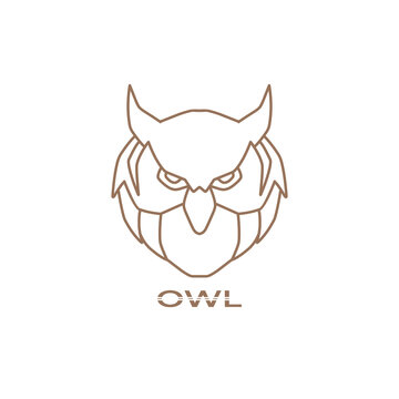 Vintage owl line art logo design