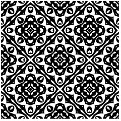 Vector pattern in geometric ornamental style. Black and white abstract background. Seamless repeat pattern.