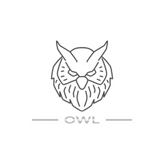Vintage owl line art logo design