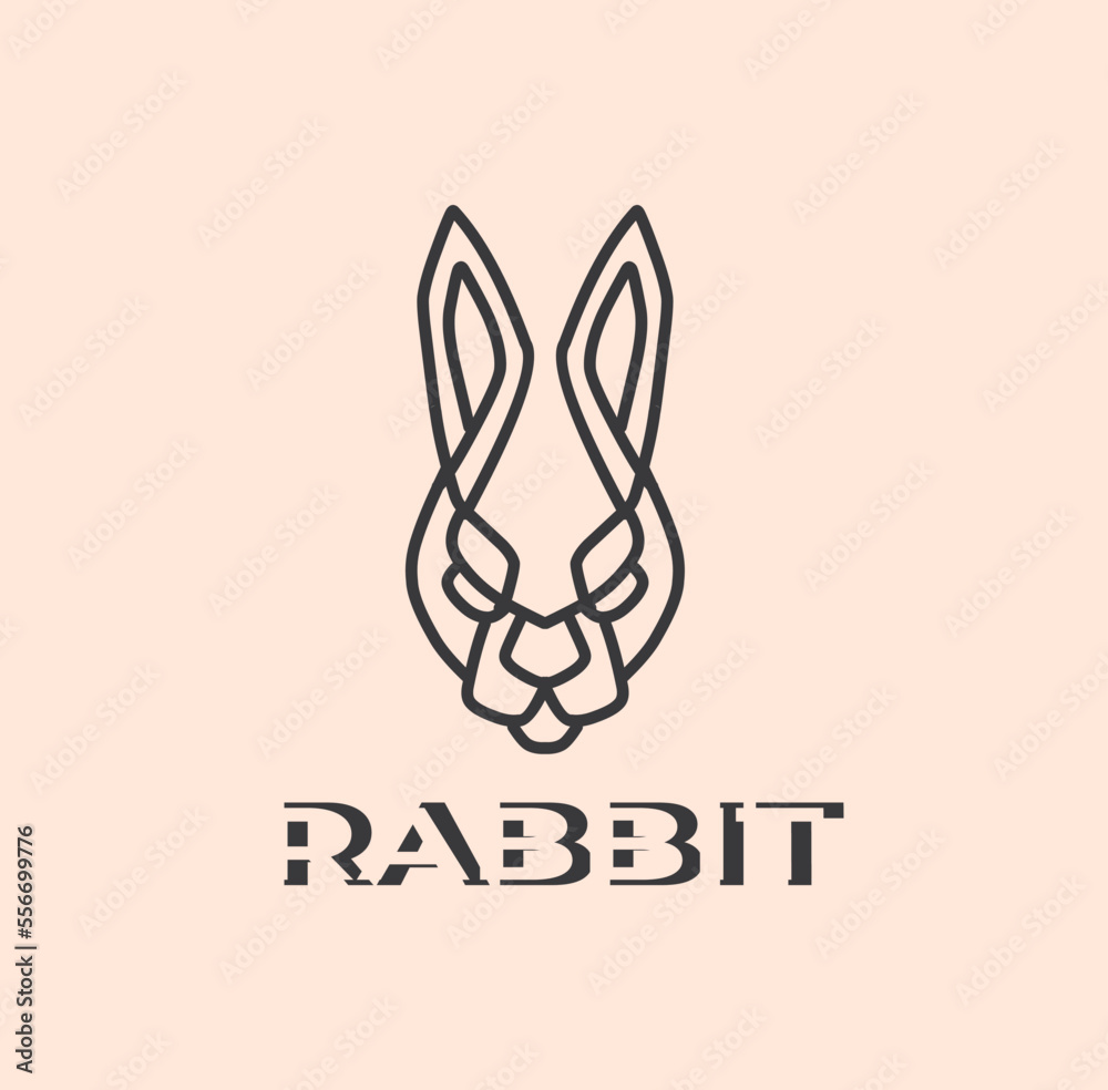 Wall mural rabbit line art logo design