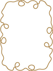 Rectangular frame made of tangled rope isolated on white background.