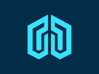 Grid hexagonal real estate building logo concept for brand identity, letter m logo with building