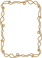 Rectangular frame made of tangled rope isolated on white background.