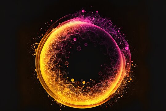 an image of a pink and yellow illuminating circle Generative AI