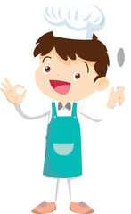 Cooking children boy Little kids making delicious food professional chef