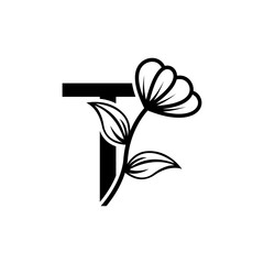 letter combine floral logo design template.