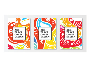 colorful abstract doodle poster cover set