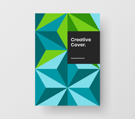 Bright catalog cover design vector layout. Colorful geometric tiles presentation illustration.
