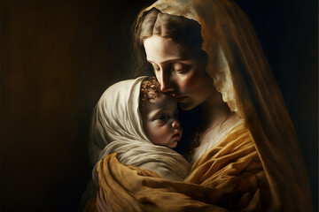 Mother Marry holding baby Jesus